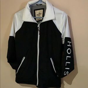 Hollister white and black windbreaker